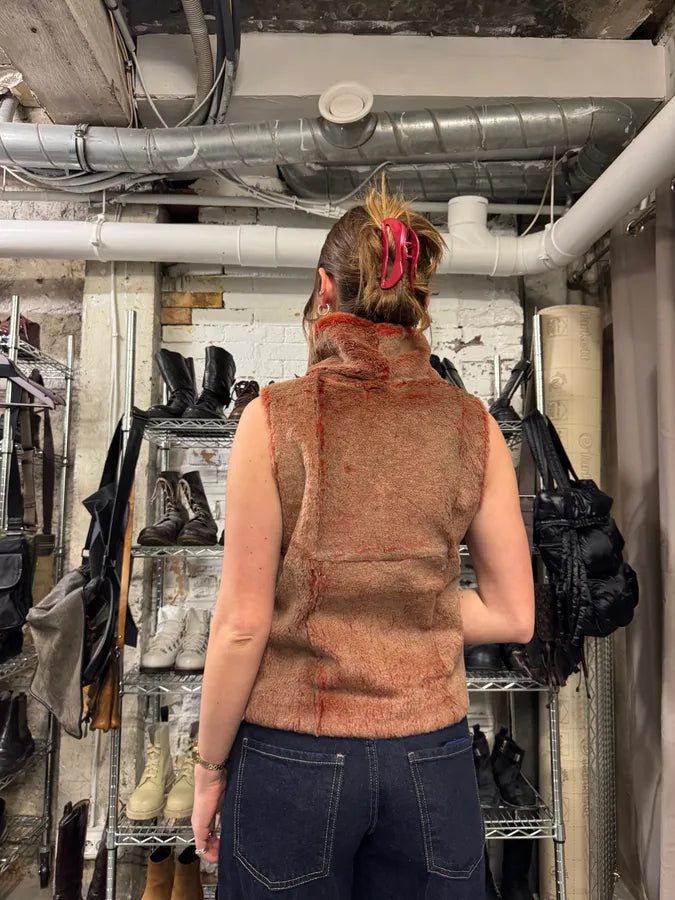 1990s Plein Sud Iridescent Fur Effect Sleeveless Turtleneck (M) 2