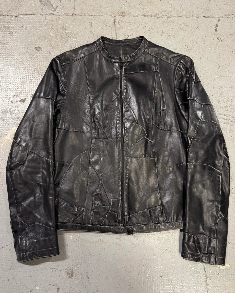 1990s Plein Sud Irregular Patchwork Black Leather Jacket jbDdHRc 0