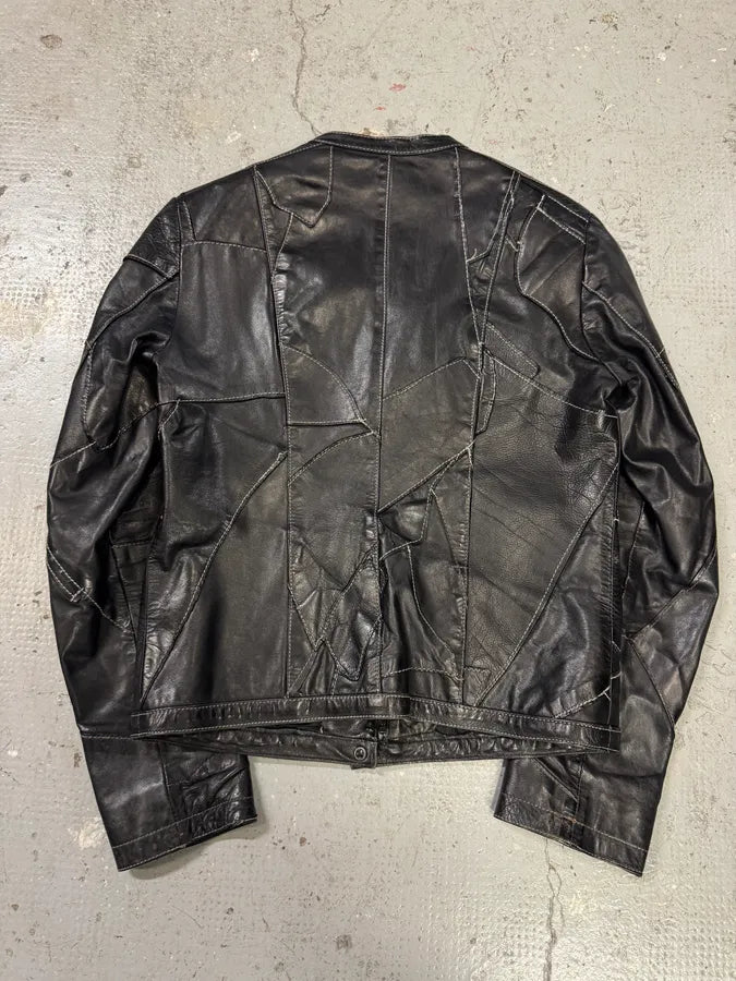 1990s Plein Sud Irregular Patchwork Black Leather Jacket jbDdHRc 2