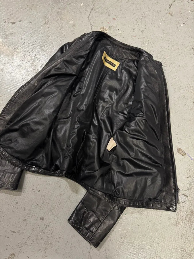 1990s Plein Sud Irregular Patchwork Black Leather Jacket jbDdHRc 7