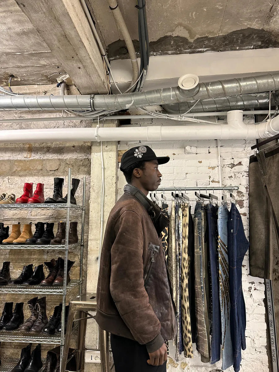 1990s Prada Archive Brown Faded Leather Wool Fur Leather Bomber Jacket EENLnTu 13