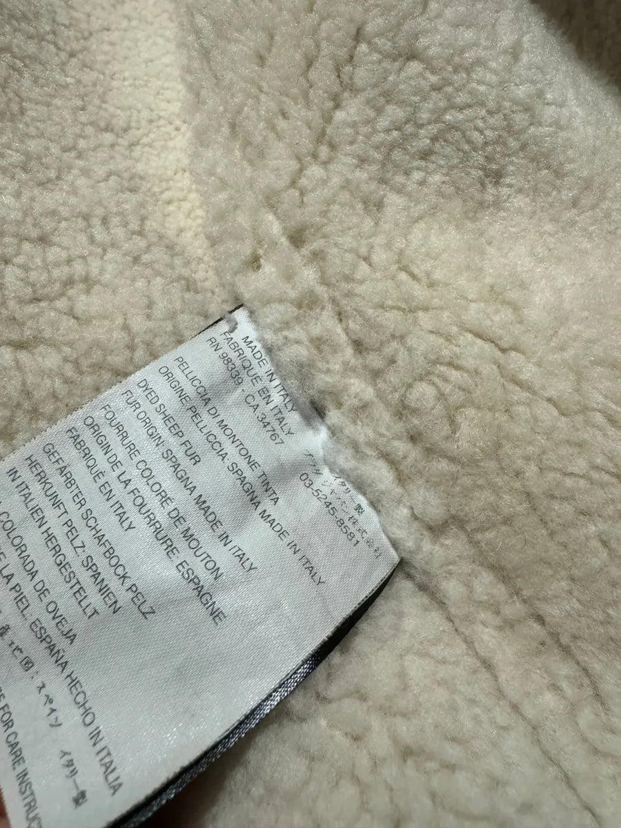 1990s Prada Beige Sheep Shearling Fur Leather Jacket (M) 8