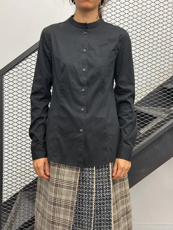 1990s Prada Black Slim Button-Up Shirt tKHWWzI 1