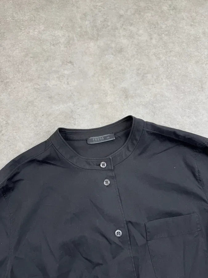 1990s Prada Black Slim Button-Up Shirt tKHWWzI 4