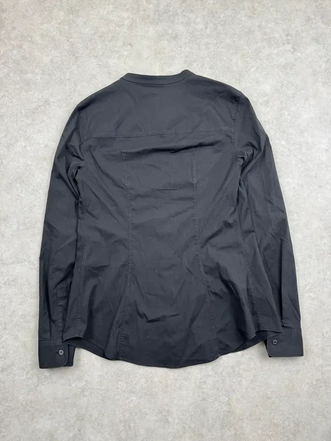 1990s Prada Black Slim Button-Up Shirt tKHWWzI 5