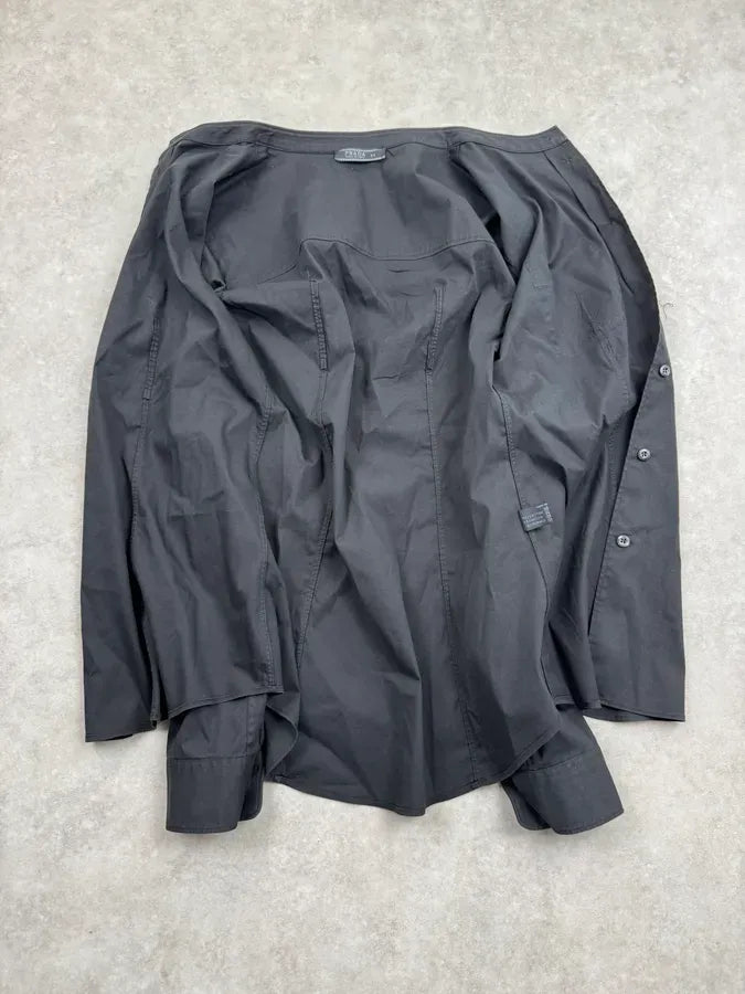 1990s Prada Black Slim Button-Up Shirt tKHWWzI 7