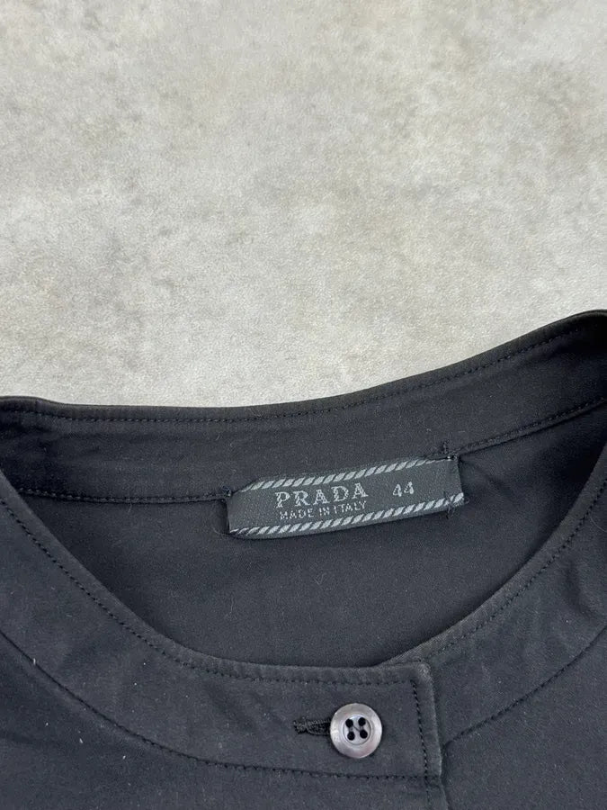 1990s Prada Black Slim Button-Up Shirt tKHWWzI 8