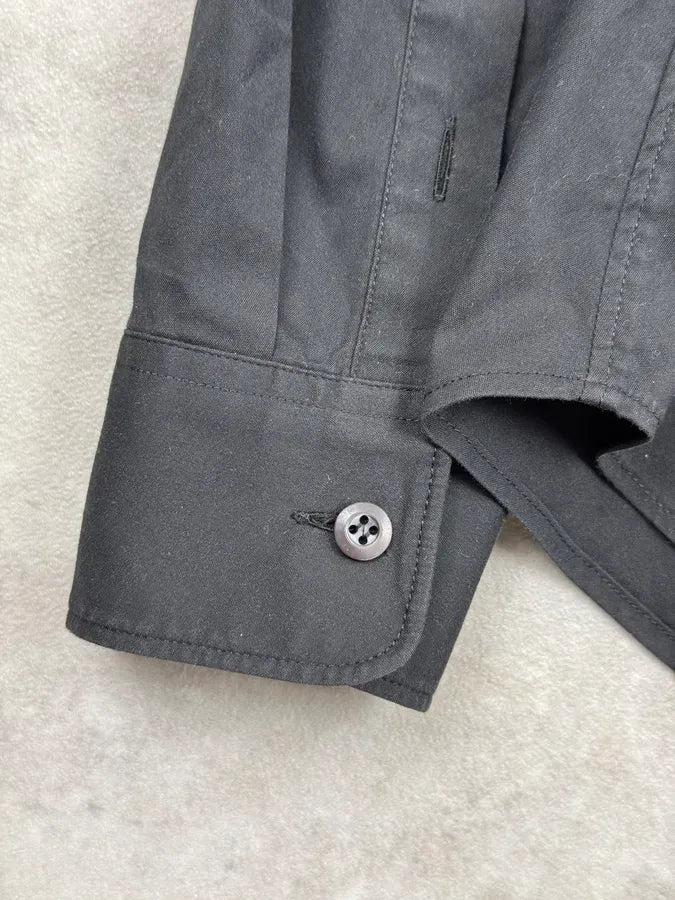 1990s Prada Black Slim Button-Up Shirt tKHWWzI 9