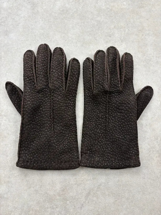 1990s Prada Brown Capybara Leather Gloves CpmvDYn 0
