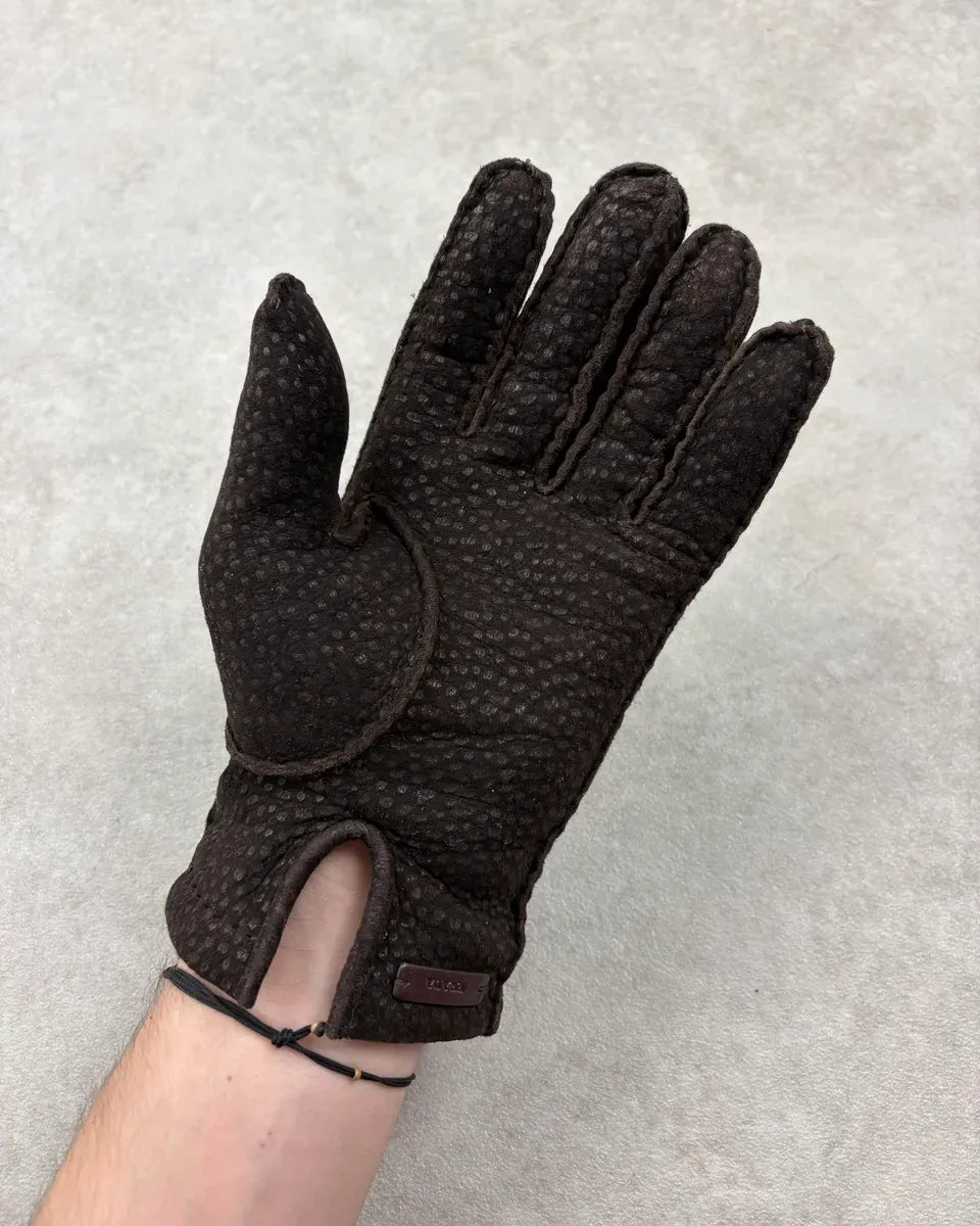 1990s Prada Brown Capybara Leather Gloves CpmvDYn 2