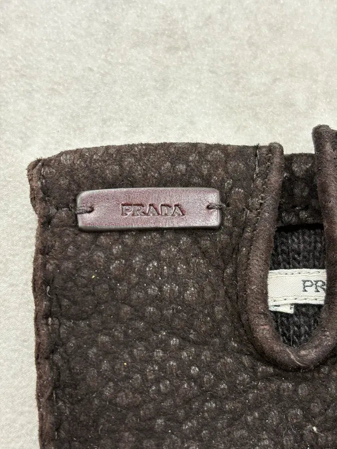 1990s Prada Brown Capybara Leather Gloves CpmvDYn 6