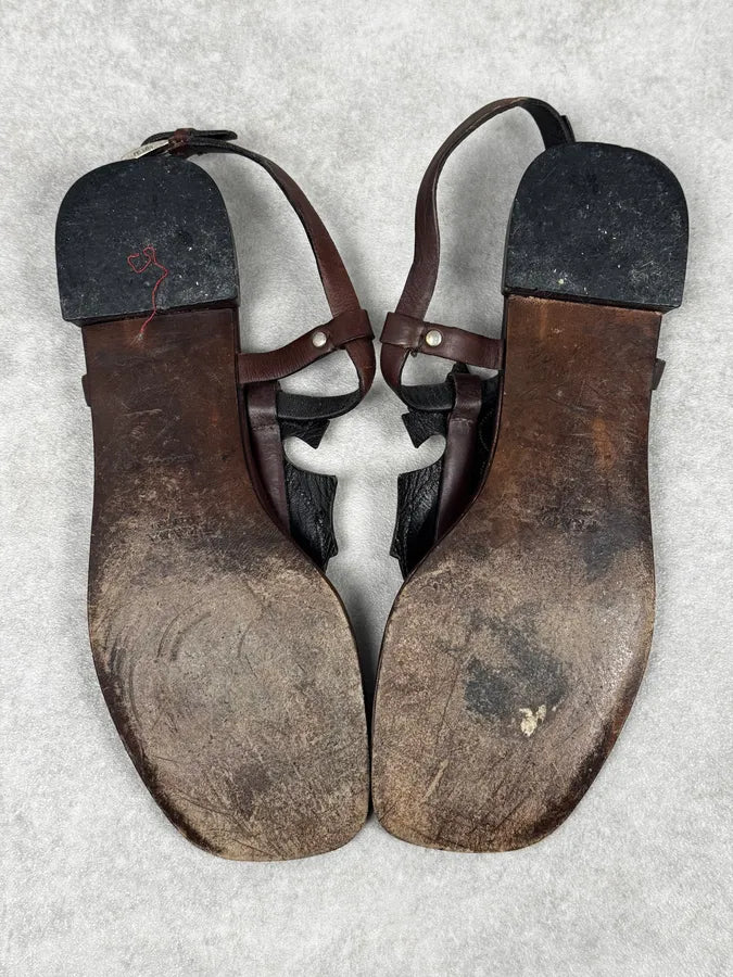 2000s Prada Brown Seahorse Leather Sandals sHbJSRL 6