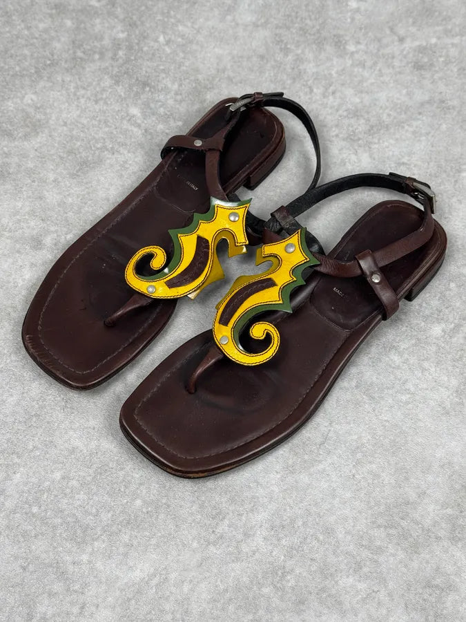 2000s Prada Brown Seahorse Leather Sandals sHbJSRL 2