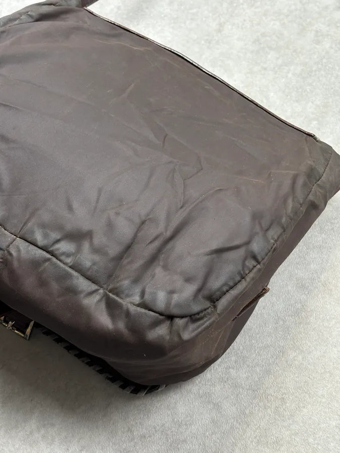1990s Prada Brown Leather Studded Shoulder Bag WgIkKQU 8