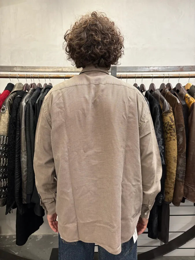 1990s Prada Checked Brown Minimalist Shirt vwnzcpz 2