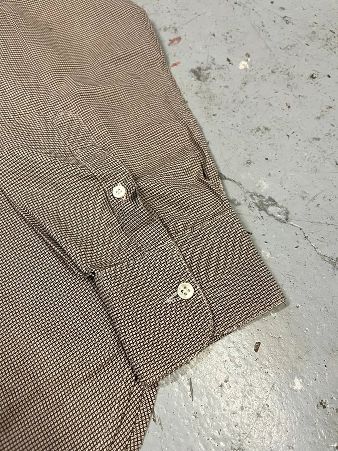 1990s Prada Checked Brown Minimalist Shirt vwnzcpz 6