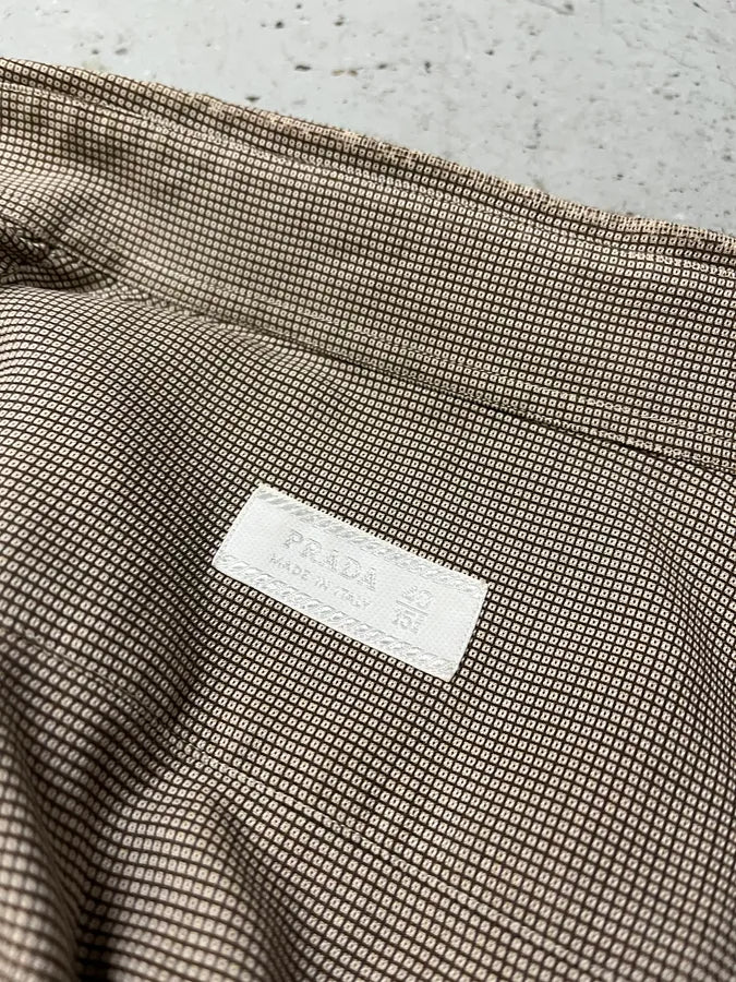 1990s Prada Checked Brown Minimalist Shirt vwnzcpz 9
