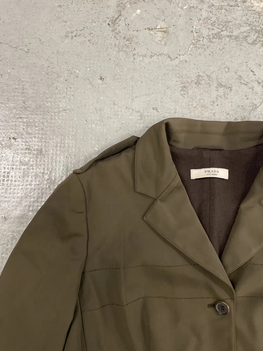 1990s Prada Olive Elegant Military Blazer Jacket (M) 3