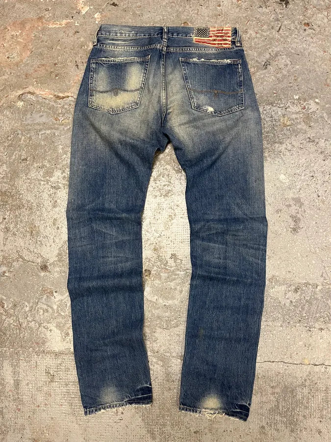 1990s Ralph Lauren American Faded Blue Denim Slim Jeans (M) iqDRJdV 0
