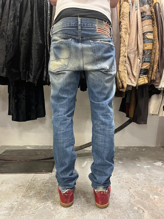 1990s Ralph Lauren American Faded Blue Denim Slim Jeans (M) iqDRJdV 2