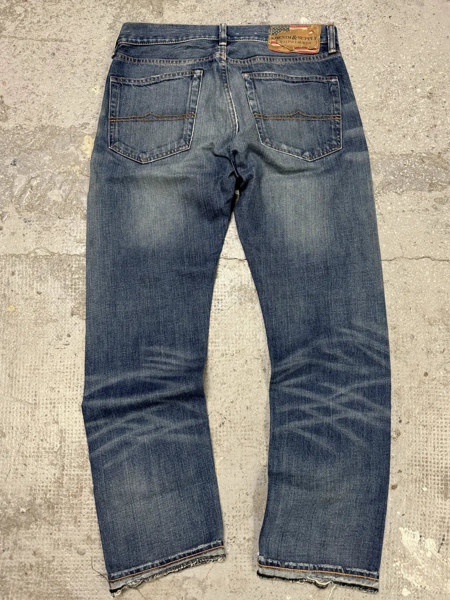 1990s Ralph Lauren American Straight Faded Blue Denim Jeans (S/M) kNQrAwP 0