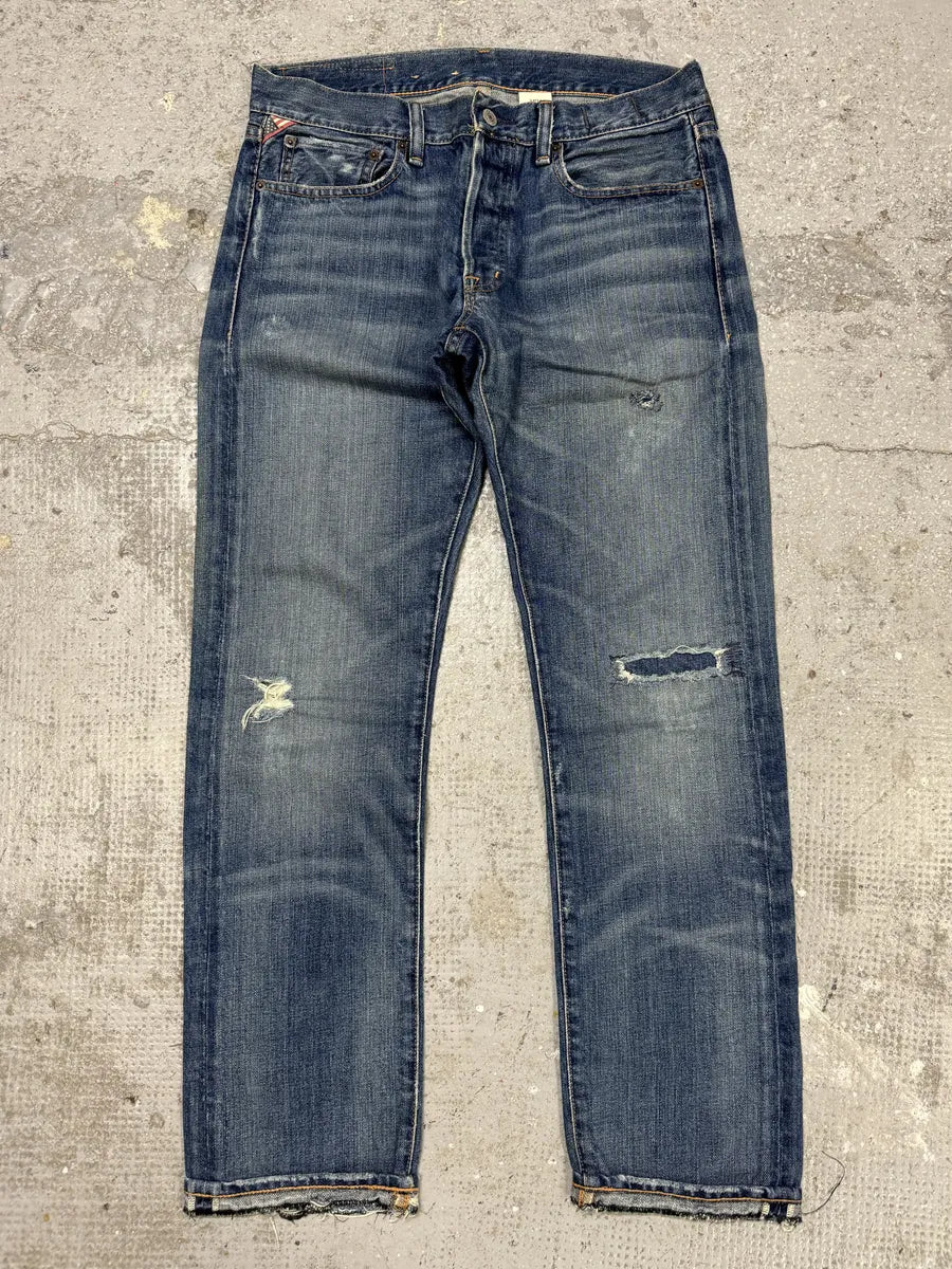 2010s Ralph Lauren American Straight Faded Blue Denim Jeans kNQrAwP 0