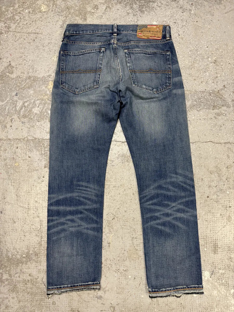 1990s Ralph Lauren American Straight Faded Blue Denim Jeans (S/M) kNQrAwP 4