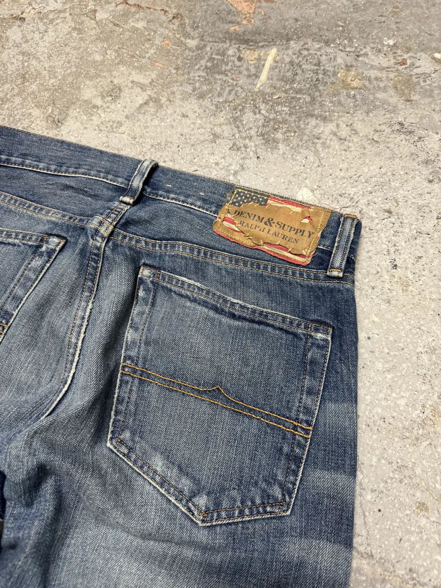 1990s Ralph Lauren American Straight Faded Blue Denim Jeans (S/M) kNQrAwP 5