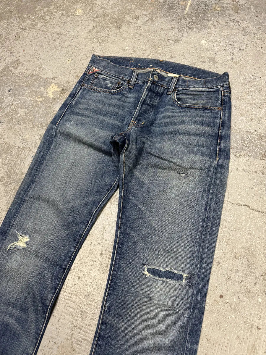 2010s Ralph Lauren American Straight Faded Blue Denim Jeans kNQrAwP 7