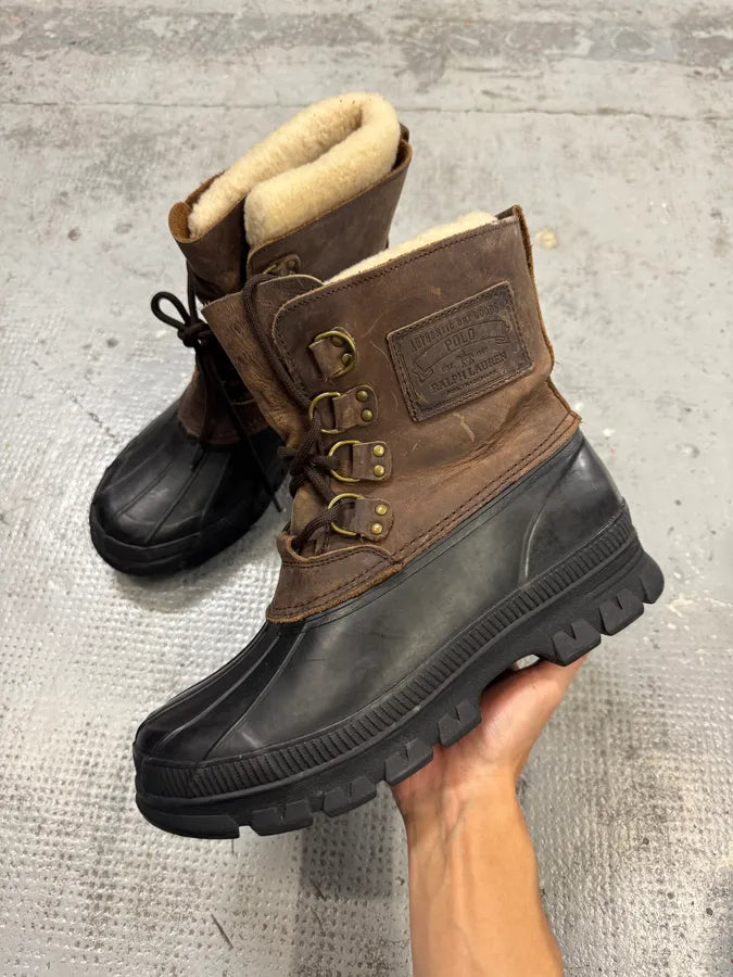 1990s Ralph Lauren Black & Brown Leather Ankle Boots dyBNamR 0