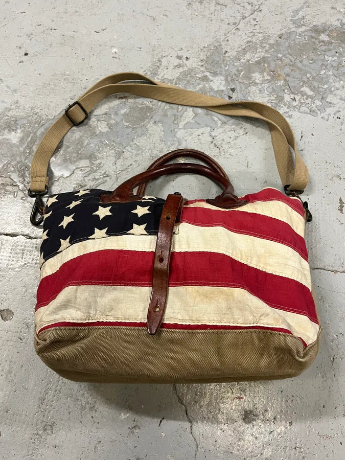 1990s Ralph Lauren Camo USA Flag Faded Shoulder Bag EECQgdO 0