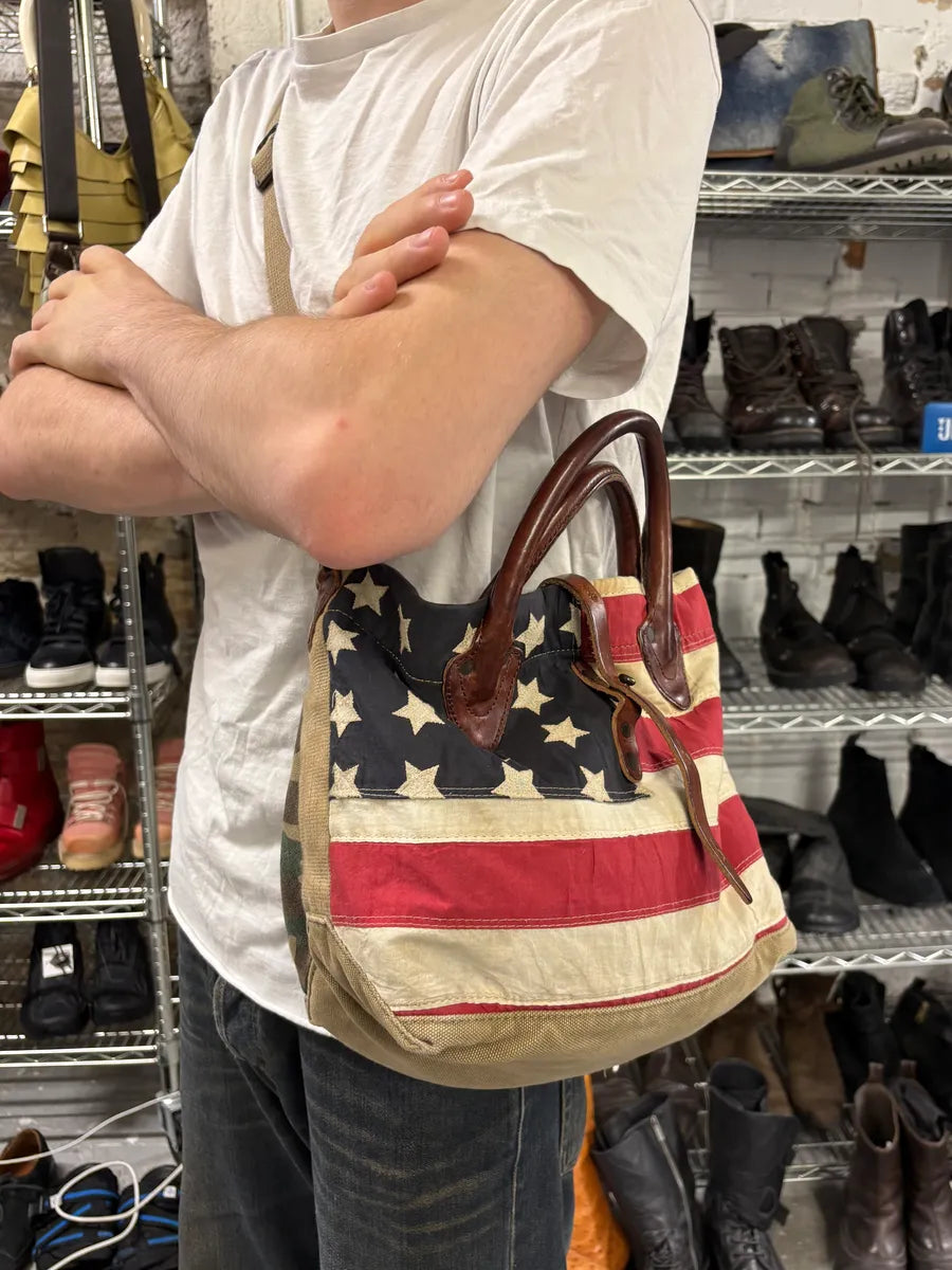 1990s Ralph Lauren Camo USA Flag Faded Shoulder Bag EECQgdO 4
