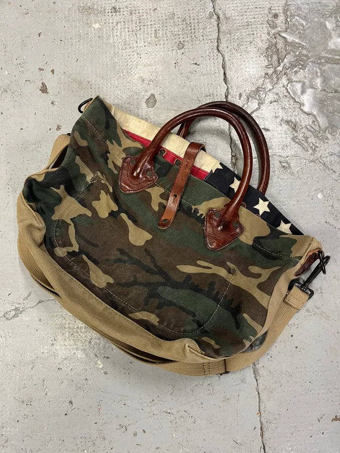 1990s Ralph Lauren Camo USA Flag Faded Shoulder Bag EECQgdO 5