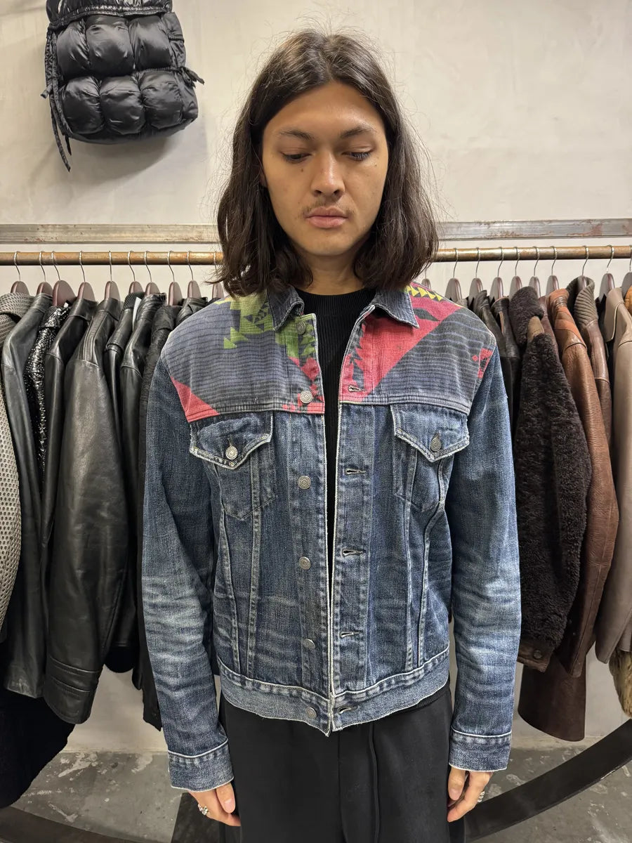 1990s Ralph Lauren Faded Blue Denim Indian Jacket (M) xYyuDTe 1