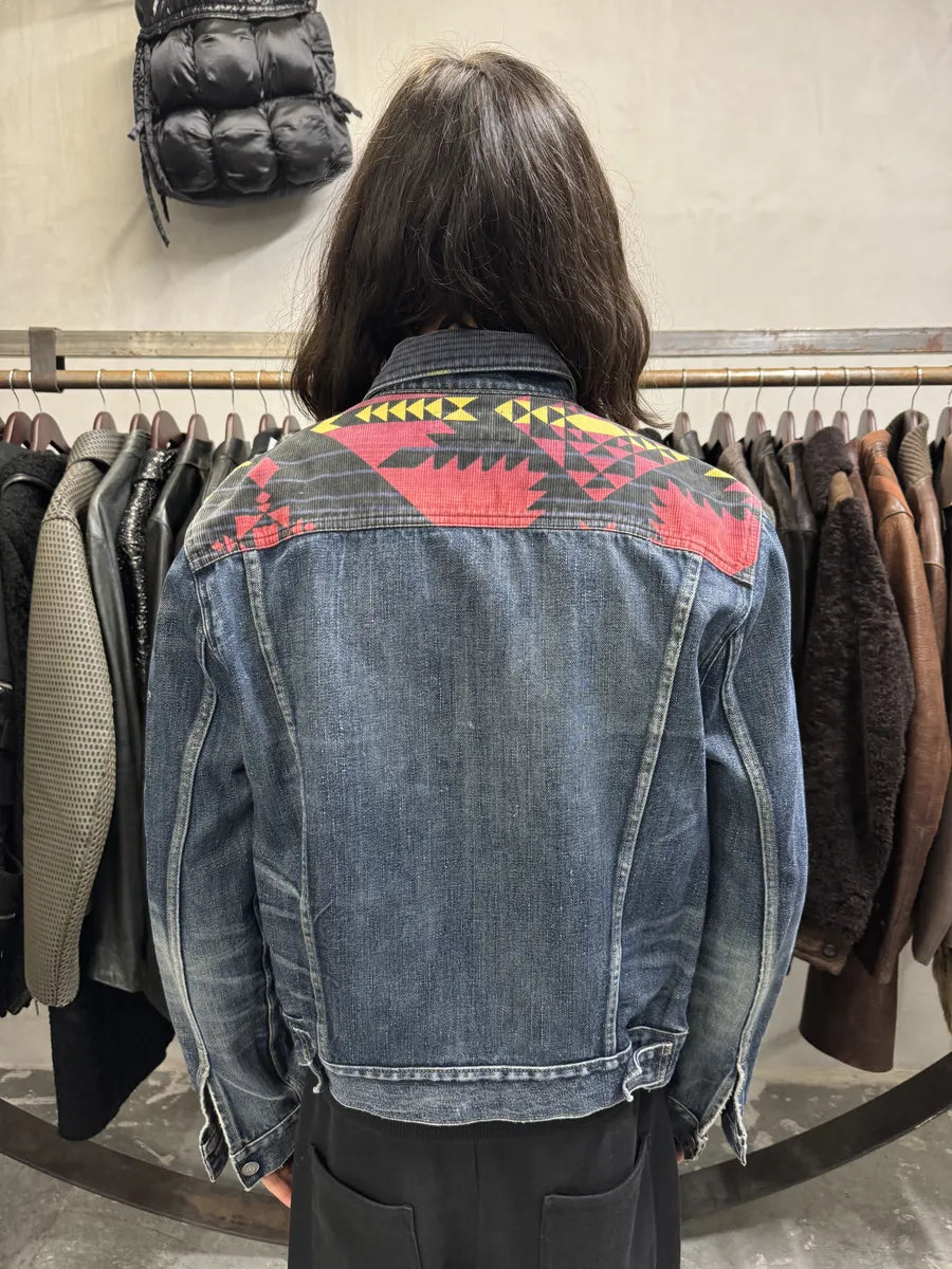 1990s Ralph Lauren Faded Blue Denim Indian Jacket (M) xYyuDTe 2
