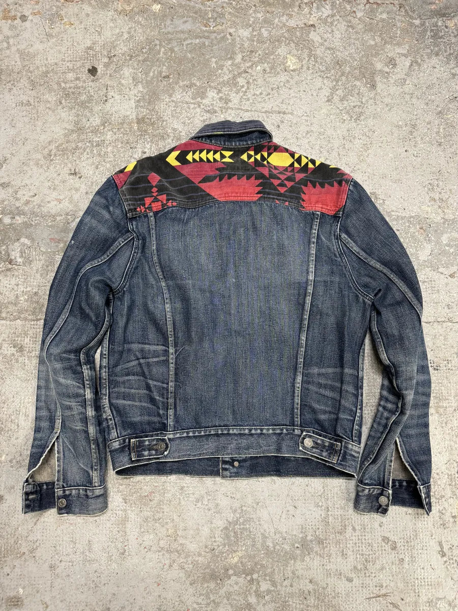 1990s Ralph Lauren Faded Blue Denim Indian Jacket (M) xYyuDTe 3