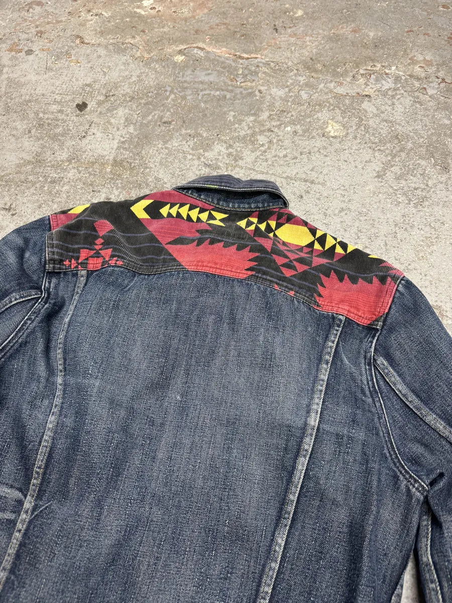 1990s Ralph Lauren Faded Blue Denim Indian Jacket (M) xYyuDTe 6