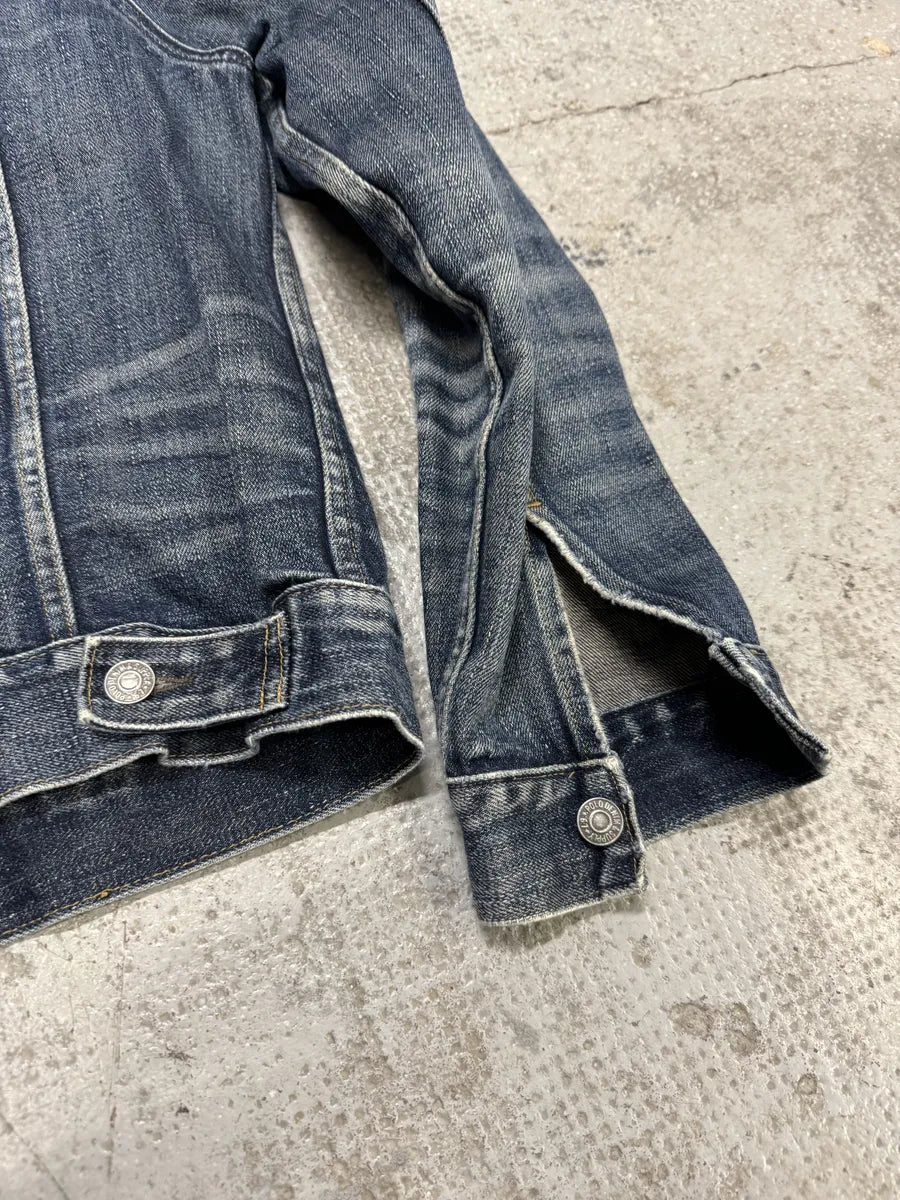 1990s Ralph Lauren Faded Blue Denim Indian Jacket (M) xYyuDTe 7