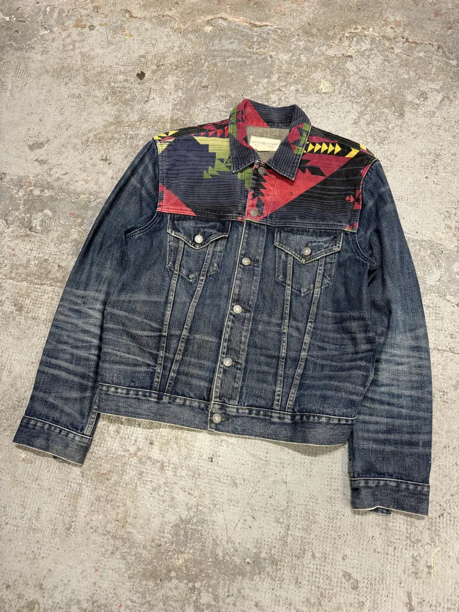 1990s Ralph Lauren Faded Blue Denim Indian Jacket (M) xYyuDTe 9