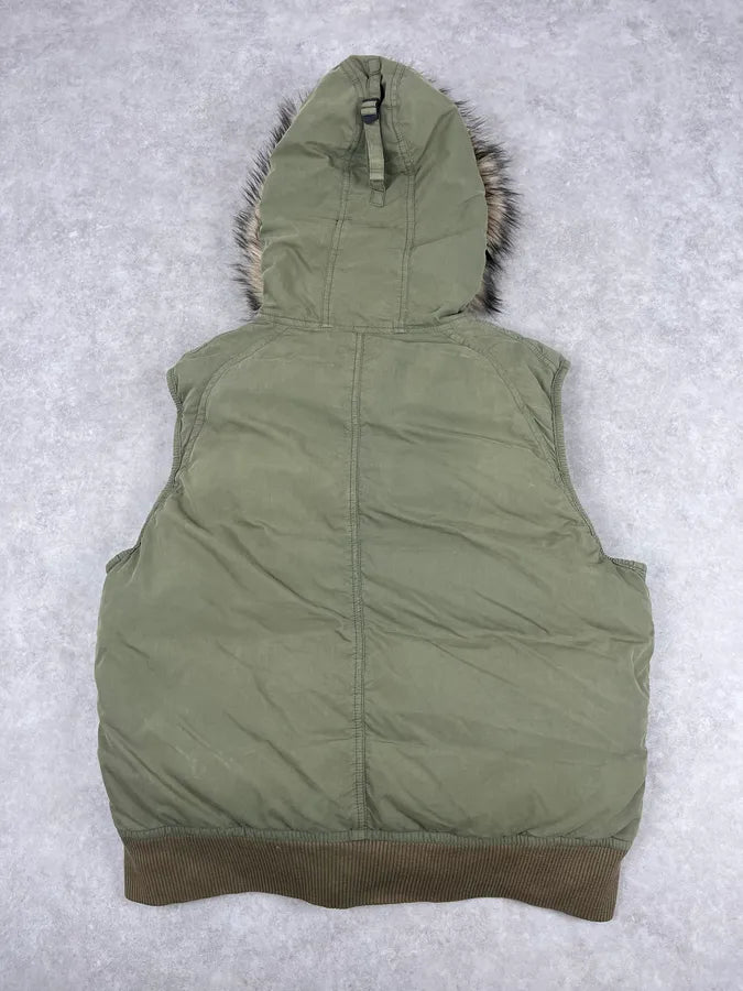 2010s Ralph Lauren Khaki Removable Fur-Lined Vest DJVtxeX 6