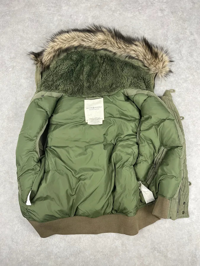 2010s Ralph Lauren Khaki Removable Fur-Lined Vest DJVtxeX 8