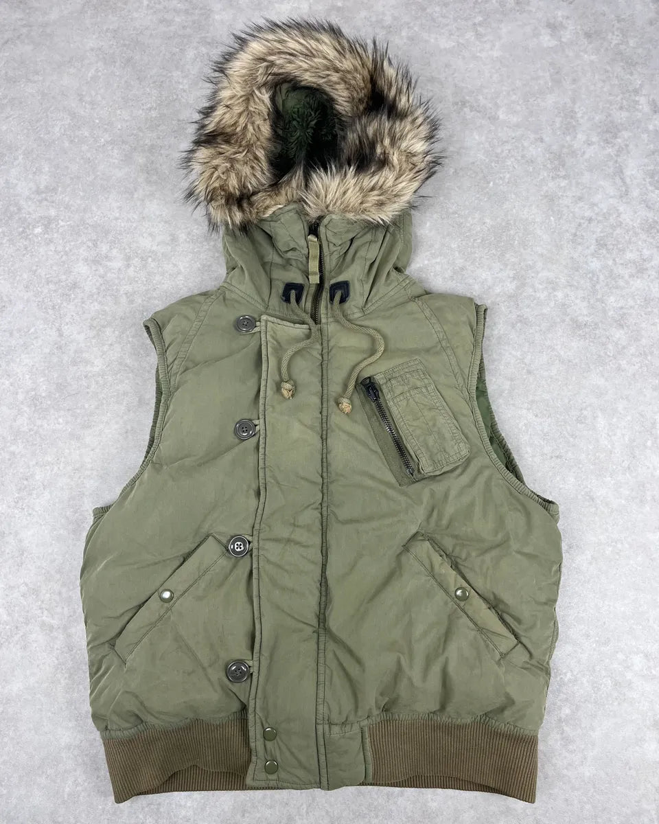 2010s Ralph Lauren Khaki Removable Fur-Lined Vest DJVtxeX 0