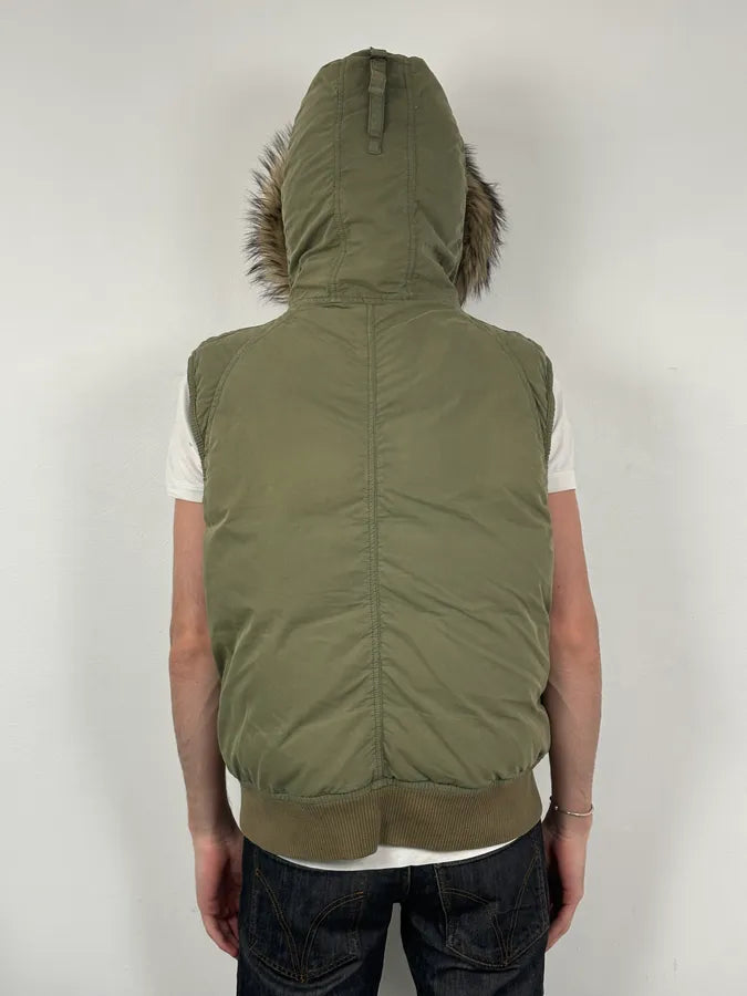 2010s Ralph Lauren Khaki Removable Fur-Lined Vest DJVtxeX 3