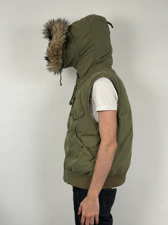 2010s Ralph Lauren Khaki Removable Fur-Lined Vest DJVtxeX 2