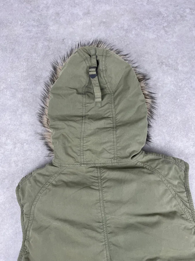 2010s Ralph Lauren Khaki Removable Fur-Lined Vest DJVtxeX 7