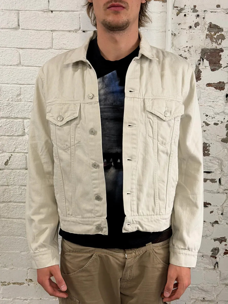 1990s Ralph Lauren Patriot Eagle Embroidered White Denim Jacket UfeBPmw 2