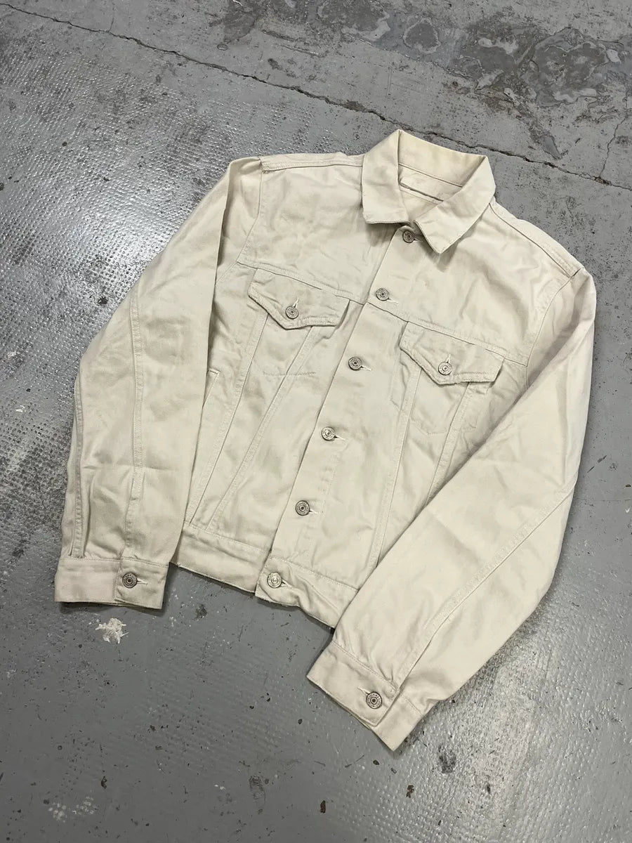 1990s Ralph Lauren Patriot Eagle Embroidered White Denim Jacket UfeBPmw 4