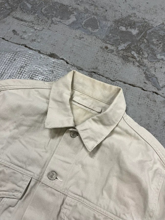 1990s Ralph Lauren Patriot Eagle Embroidered White Denim Jacket UfeBPmw 5