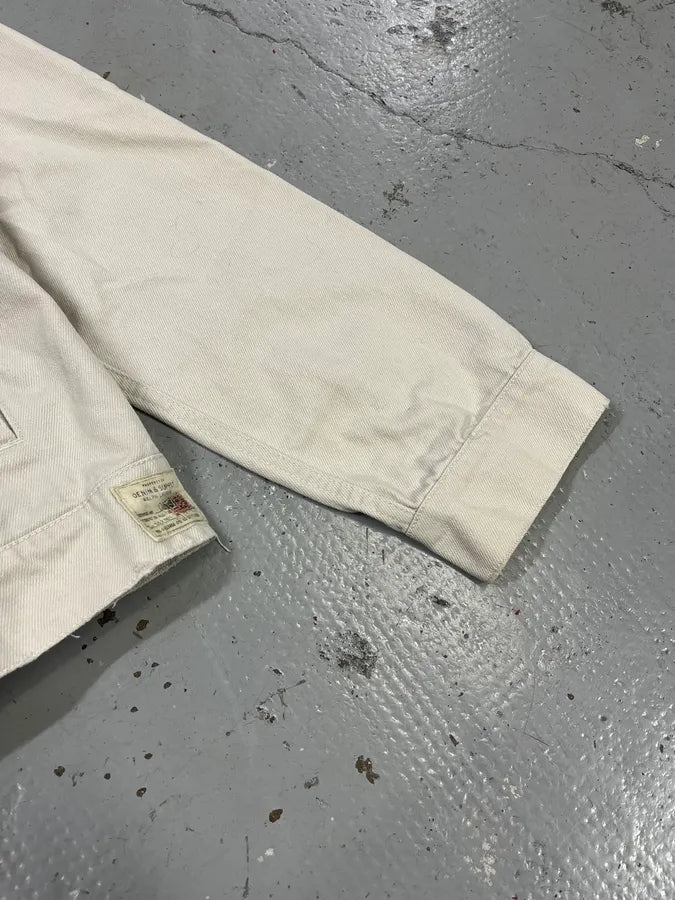 1990s Ralph Lauren Patriot Eagle Embroidered White Denim Jacket UfeBPmw 6
