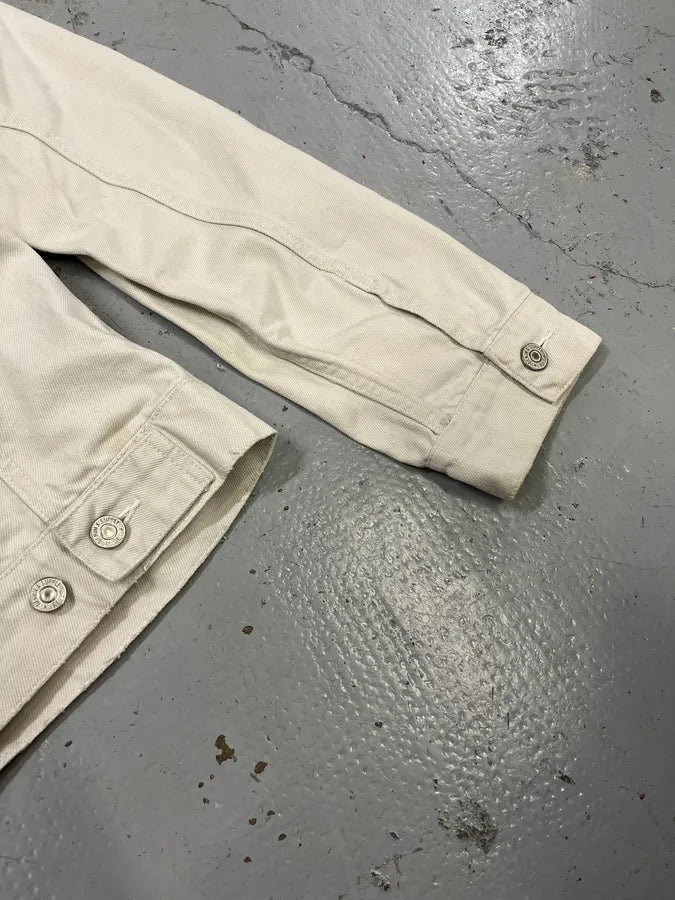 1990s Ralph Lauren Patriot Eagle Embroidered White Denim Jacket UfeBPmw 7